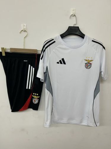 Adult Uniform 2025-2026 Benfica White Soccer Training Jersey and Shorts Football Kits