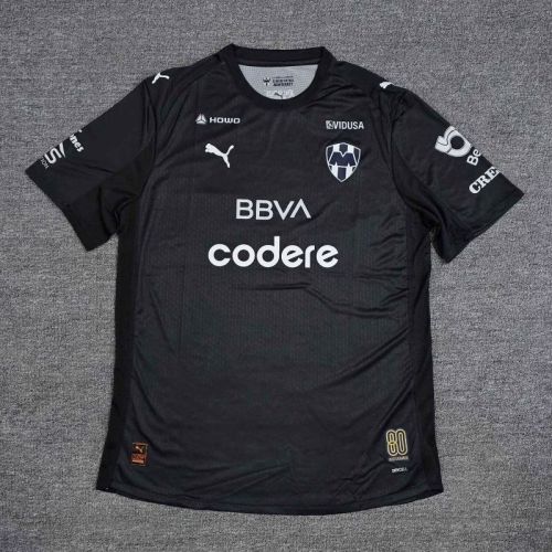 Player Version 2025-2026 Monterrey Black Goalkeeper Soccer Jersey Menterrey Football Shirt