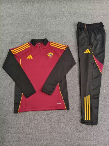 2025-2026 As Roma Red Soccer Training Sweater and Pants Football Kit