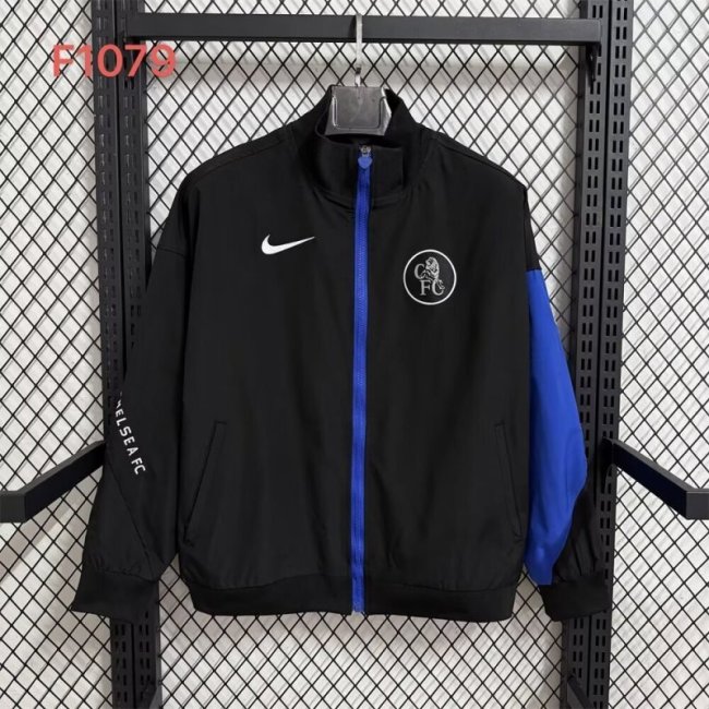 2025-2026 Chelsea Black/Blue Soccer Windbreaker Jacket Football Jacket