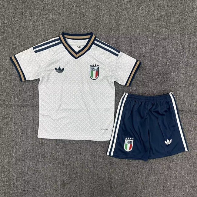 Youth Uniform Kids Kit 2026 Italy Away White Soccer Jersey Shorts Child Football Set
