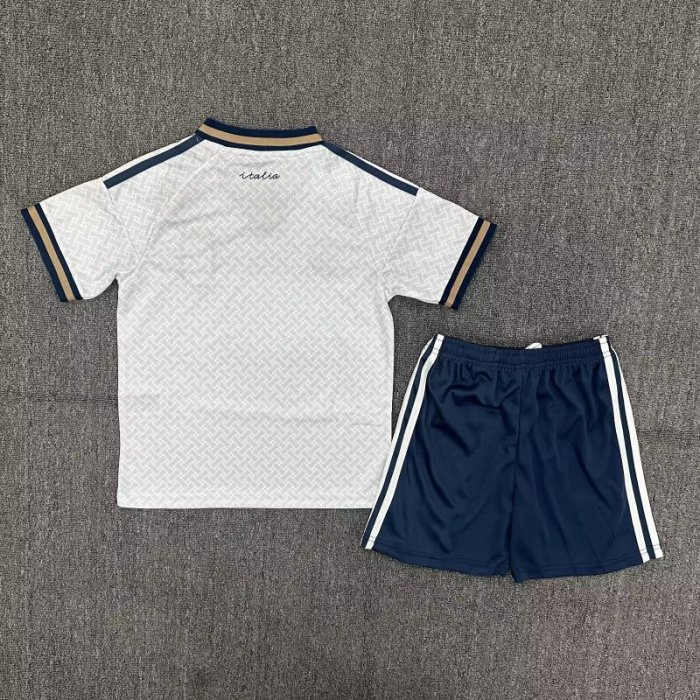 Youth Uniform Kids Kit 2026 Italy Away White Soccer Jersey Shorts Child Football Set