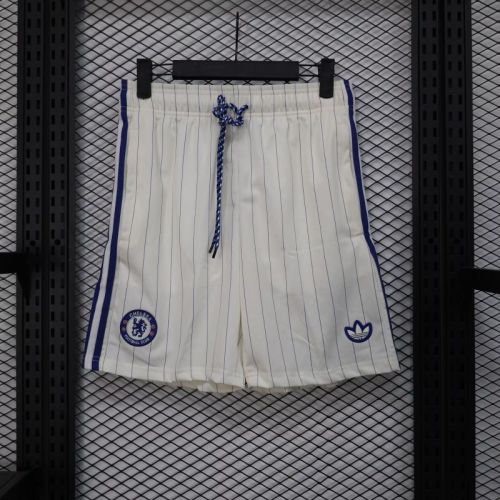 Fan Version 2025-2026 Chelsea White/Blue Icon Soccer Shorts Football Shorts