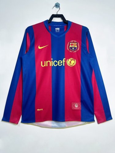 Long Sleeve Retro Jersey Long Sleeve 2007-2008 Barcelona Home Soccer Jersey