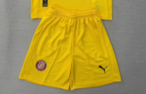 Fan Version 2025-2026 Girona Away Yellow Soccer Shorts Horona Football Shorts