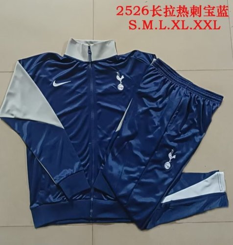 Adult 2025-2026 Spurs Dark Blue Soccer Jacket and Long Pants Football Tracksuit