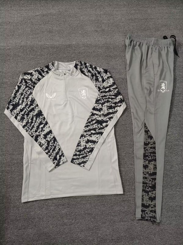 2025-2026 Middlesbrough White Soccer Training Sweater and Pants Football Kit