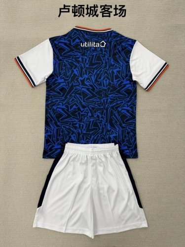 Youth Uniform Kids Kit 2025-2026 Luton Town Away Soccer Jersey Shorts Child Football Set