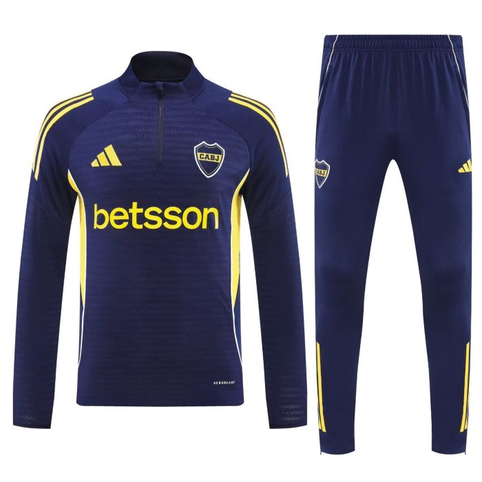 2025-2026 Boca Junior Dark Blue Soccer Training Sweater and Pants Football Kit