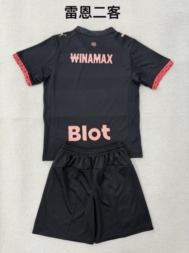 Youth Uniform Kids Kit 2025-2026 Stade Rennais Third Away Black Soccer Jersey Shorts Child Football Set