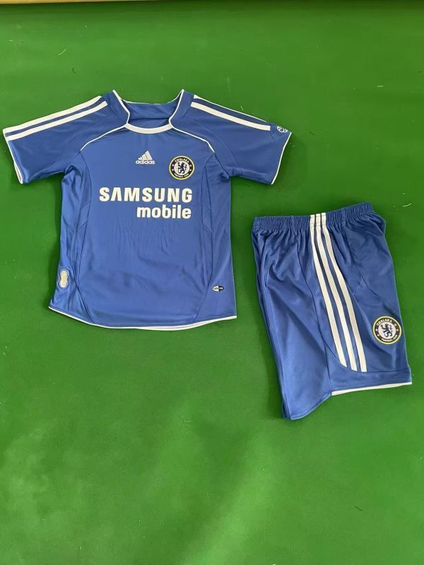 Retro Youth Uniform Kids Kit 2006-2007 Chelsea Home Soccer Jersey Shorts Vintage Child Football Set