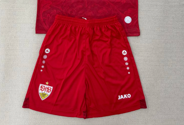 Fan Version 2025-2026 Stuttgart Away Red Soccer Shorts Football Shorts