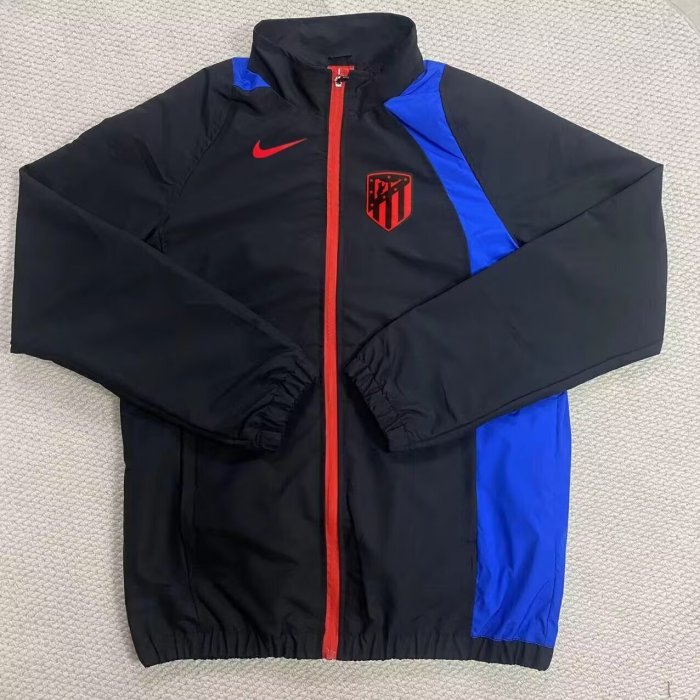 2025-2026 Atletico Madrid Black/Blue Soccer Windbreaker Jacket Football Jacket