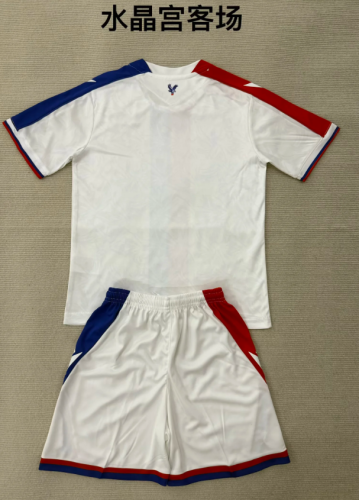 without Sponor Logo Youth Uniform Kids Kit 2025-2026 Crystal Palace Away White Soccer Jersey Shorts Child Football Set