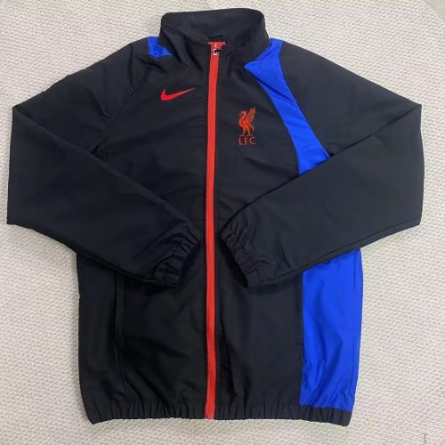 2025-2026 Liverpool Black/Blue Soccer Windbreaker Jacket Football Jacket