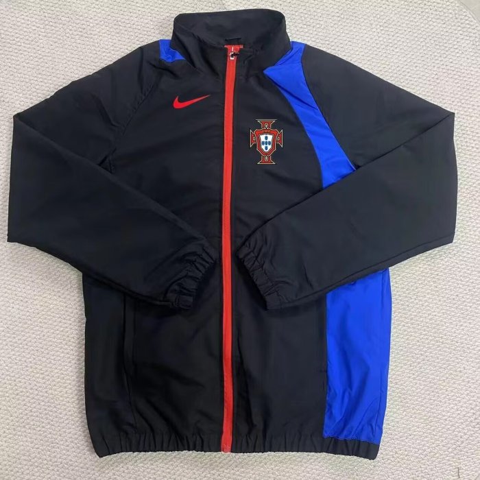 2025-2026 Portugal Black/Blue Soccer Windbreaker Jacket Football Jacket