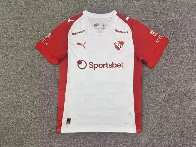 Fan Version 2025-2026 Atlético Independiente Away White/Red Soccer Jersey Men's Football Shirt