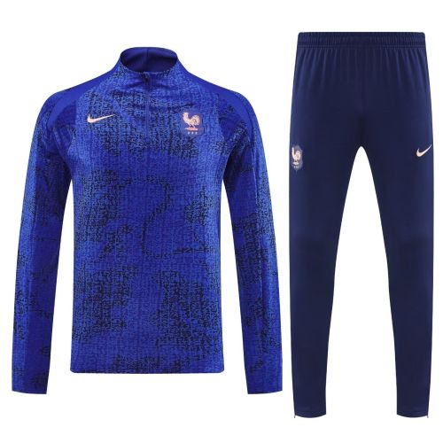 2025-2026 France Dark Blue Soccer Training Sweater and Pants Football Kit
