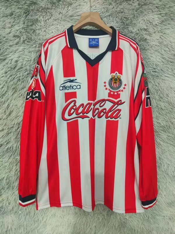 Long Sleeve Retro Jersey 1998-1999 Chivas Home Soccer Jersey Vintage Football Shirt