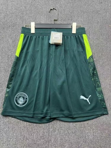 Fan Version 2025-2026 Manchester City Fourth Away Dark Green Soccer Shorts Football Shorts