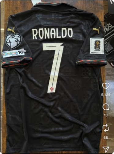 with Front+Nations League Patch Fan Version 2026 Portugal RONALDO 7 Away Black Soccer Jersey Football Shirt