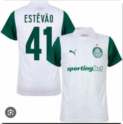 Fan Version 2025-2026 Palmeiras Away Estevao 41 Soccer Jersey