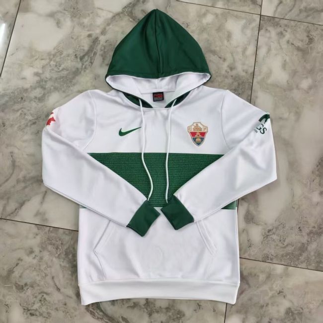 2025-2026 ELCHE White/Green Soccer Training Hoodie Football Hoody