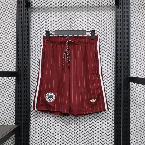 Fan Version 2025-2026 Ajax Dark Red Icon Soccer Shorts Football Shorts