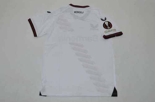 with Front Lettering+Europa League Patch Fan Version 2023-2024 Bayer 04 Leverkusen Europa Final White Soccer Jersey