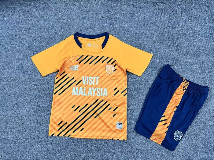 Youth Uniform Kids Kit Cardiff City 2025-2026 Third Away Soccer Jersey Shorts Child Football Set