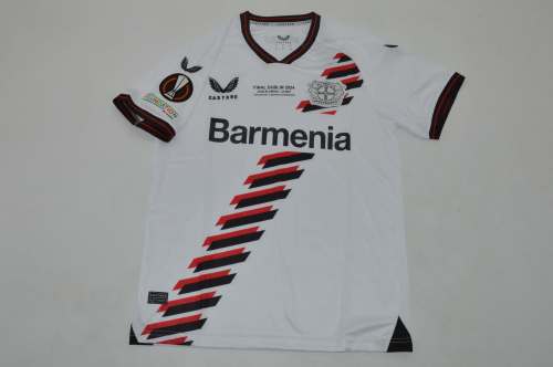 with Front Lettering+Europa League Patch Fan Version 2023-2024 Bayer 04 Leverkusen Europa Final White Soccer Jersey