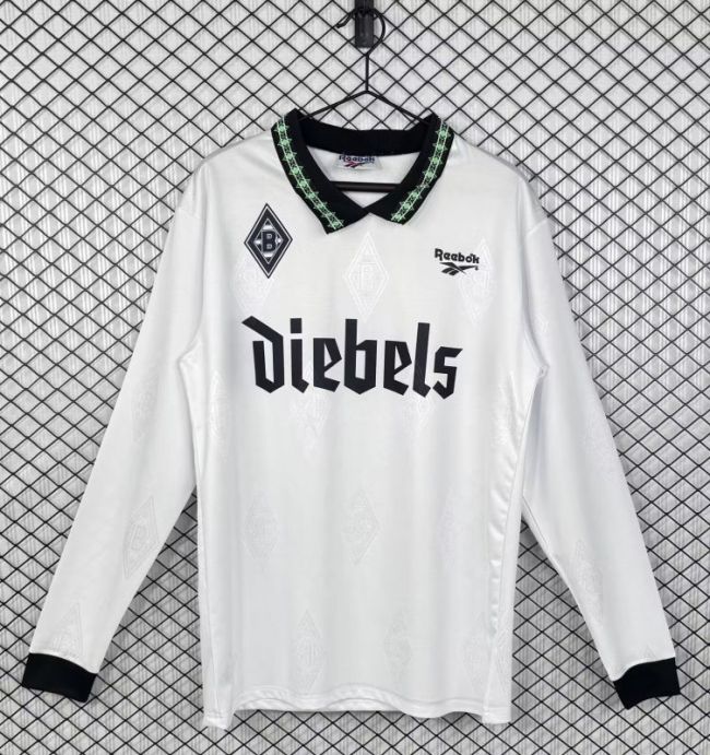 Long Sleeve Retro Jersey 1995-1996 Borussia Monchengladbach Home Soccer Jersey Vintage Football Shirt