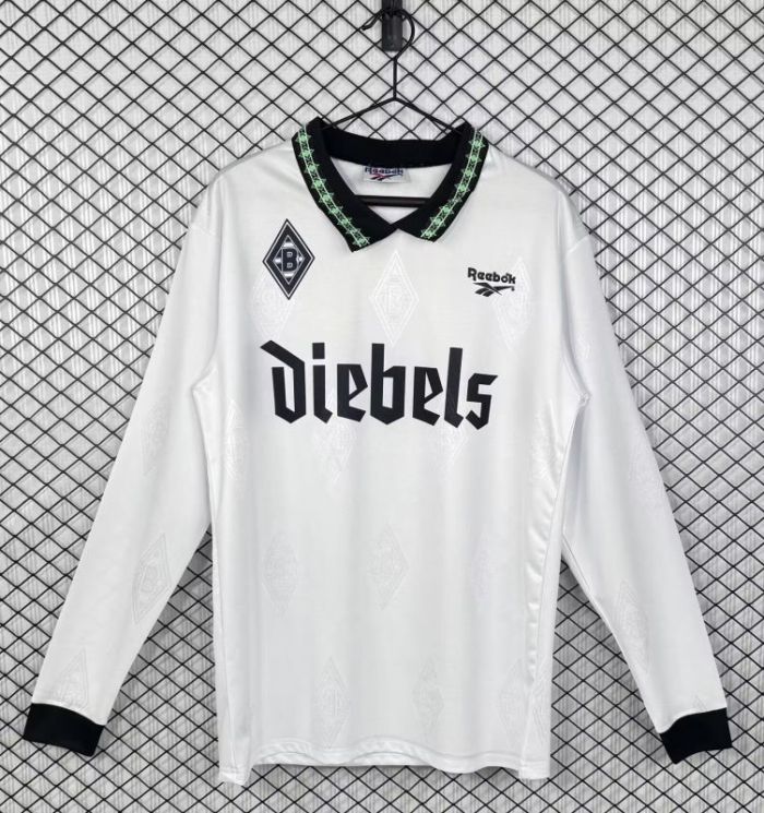 Long Sleeve Retro Jersey 1995-1996 Borussia Monchengladbach Home Soccer Jersey Vintage Football Shirt