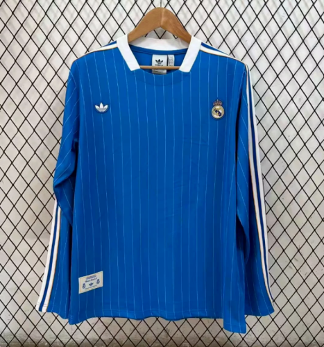 Long Sleeve 2025-2026 Real Madrid Blue Icon Soccer Jersey Real Football Shirt