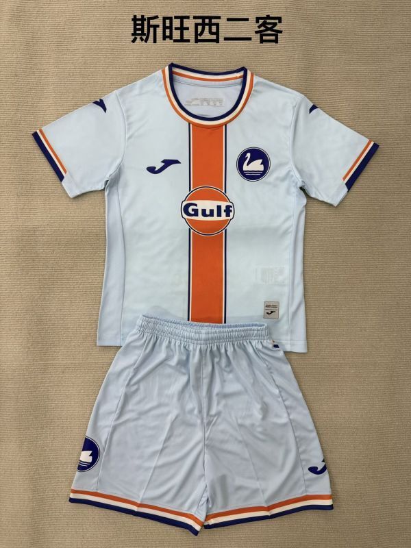 Youth Uniform Kids Kit 2025-2026 Swansea City Third Away Soccer Jersey Shorts Child Football Set