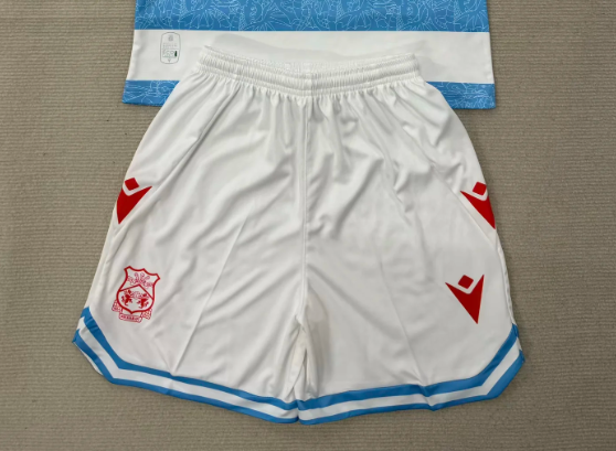Fan Version 2025-2026 Wrexham Third Away White/Blue Soccer Shorts Football Shorts