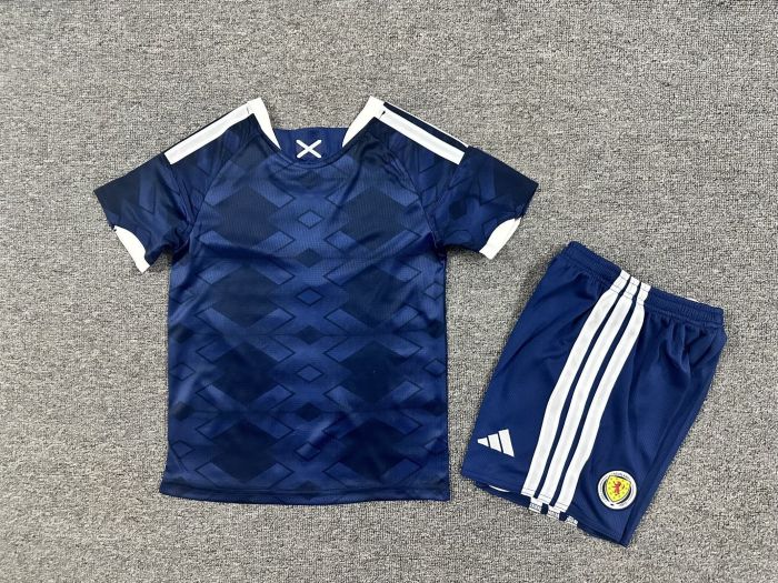 Youth Uniform Kids Kit 2026 Scotland Home Soccer Jersey Shorts Child Football Set