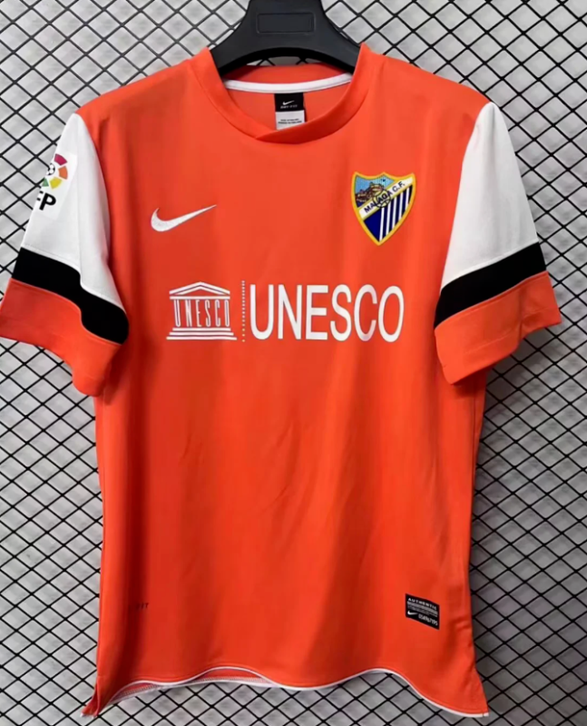 with LFP Patch Retro Jersey 2012-2013 Malaga Third Away Orange Soccer Jersey Football Shirt