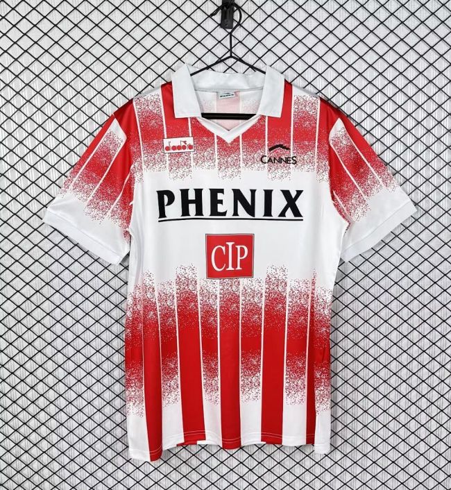 Retro Jersey 1991-1992 AS Cannes Home Soccer Jersey Vintage Football Shirt