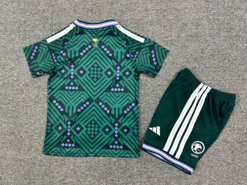 Youth Uniform Kids Kit 2026 Saudi Arabia Home Soccer Jersey Shorts Child Football Set
