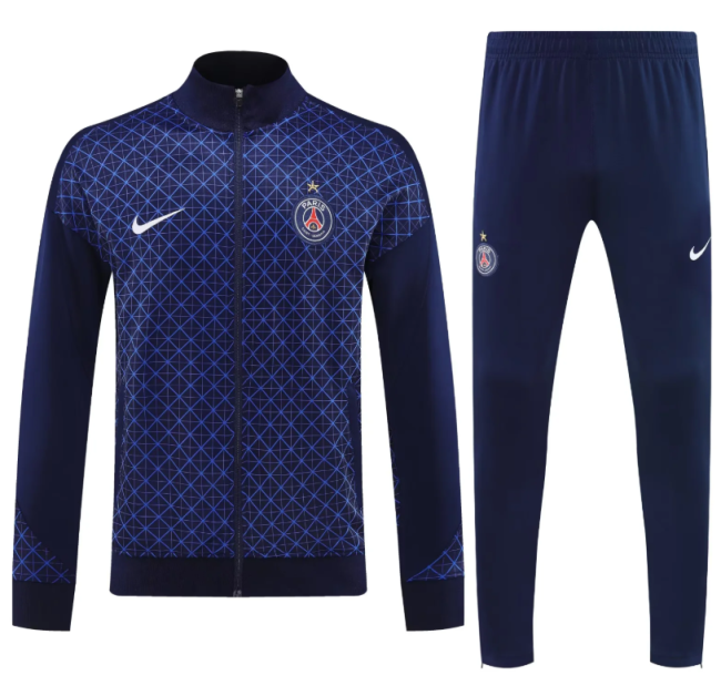 Adult 2025-2026 PSG Dark Blue Soccer Jacket and Long Pants Football Tracksuit