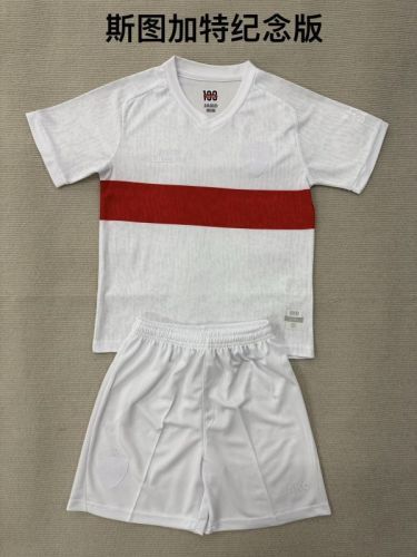 Youth Uniform Kids Kit 2025-2026 Stuttgart 100th Anniversary White Soccer Jersey Shorts Horona Child Football Set