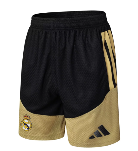 Fan Version 2025-2026 Real Madrid Black/Golden Soccer Training Shorts Football Shorts