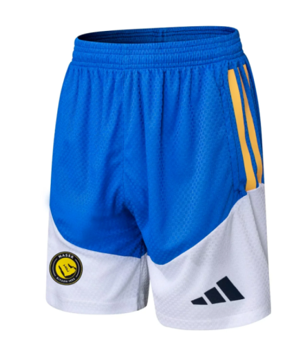 Fan Version 2025-2026 Al Nassr Blue/White Soccer Shorts Football Shorts