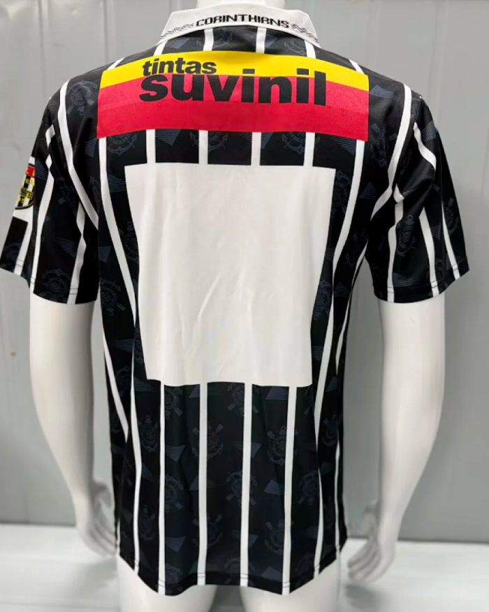 Retro Shirt 1995 Corinthians Away Black Soccer Jersey Vintage Football Shirt