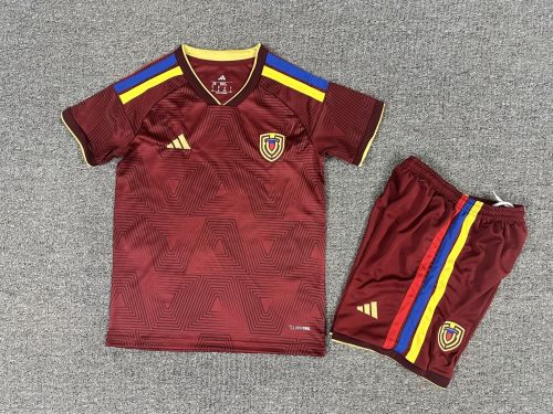 Youth Uniform Kids Kit 2026 Venezuela Home Soccer Jersey Shorts Child Football Set