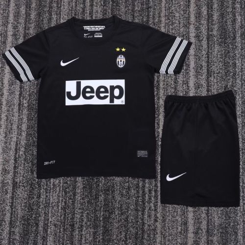 Retro Youth Uniform Kids Kit 2012-2013 Juventus Away Black Soccer Jersey Shorts Child Football Set
