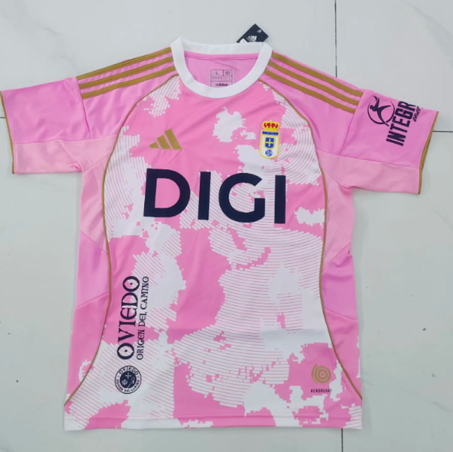 Fan Version 2025-2026 Real Oviedo Pink Soccer Jersey Football Shirt