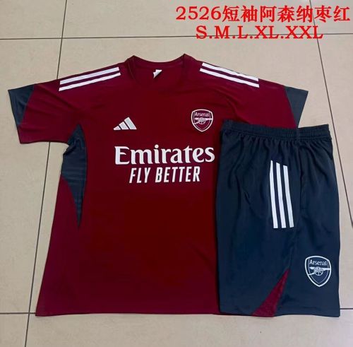 Adult Uniform 2025-2026 Arsenal Dark Red Soccer Training Jersey and Shorts Football Kits