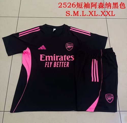 Adult Uniform 2025-2026 Arsenal Black/Pink Soccer Training Jersey and Shorts Football Kits